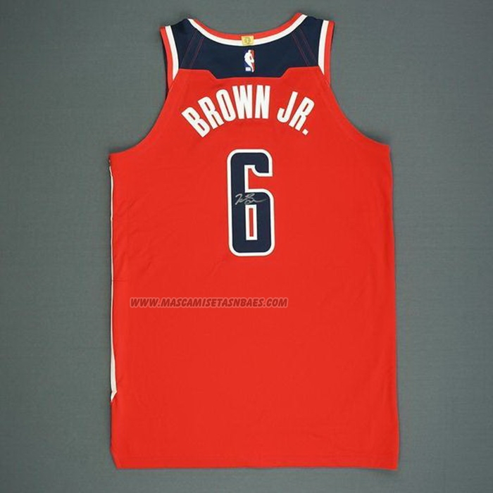 Camiseta Troy Brown Jr. NO 6 Washington Wizards Icon Autentico Rojo